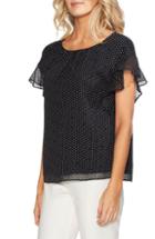 Women's Vince Camuto Flutter Sleeve Polka Dot Blouse - Black