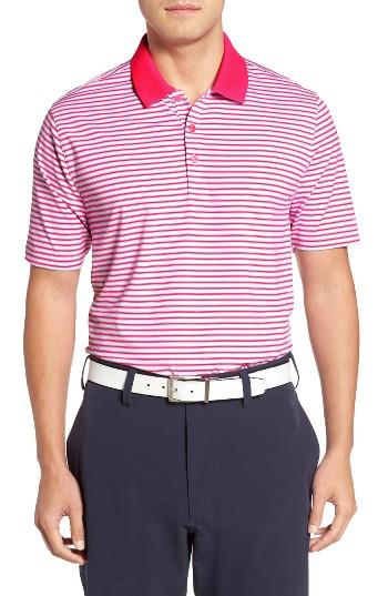 Men's Cutter & Buck Seapines Stripe Moisture Wicking Polo - Pink