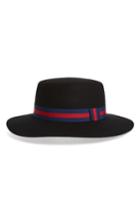 Women's Felt Wide Brim Boater - Black