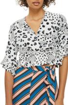 Women's Topshop Twist Peplum Hem Top Us (fits Like 0) - White