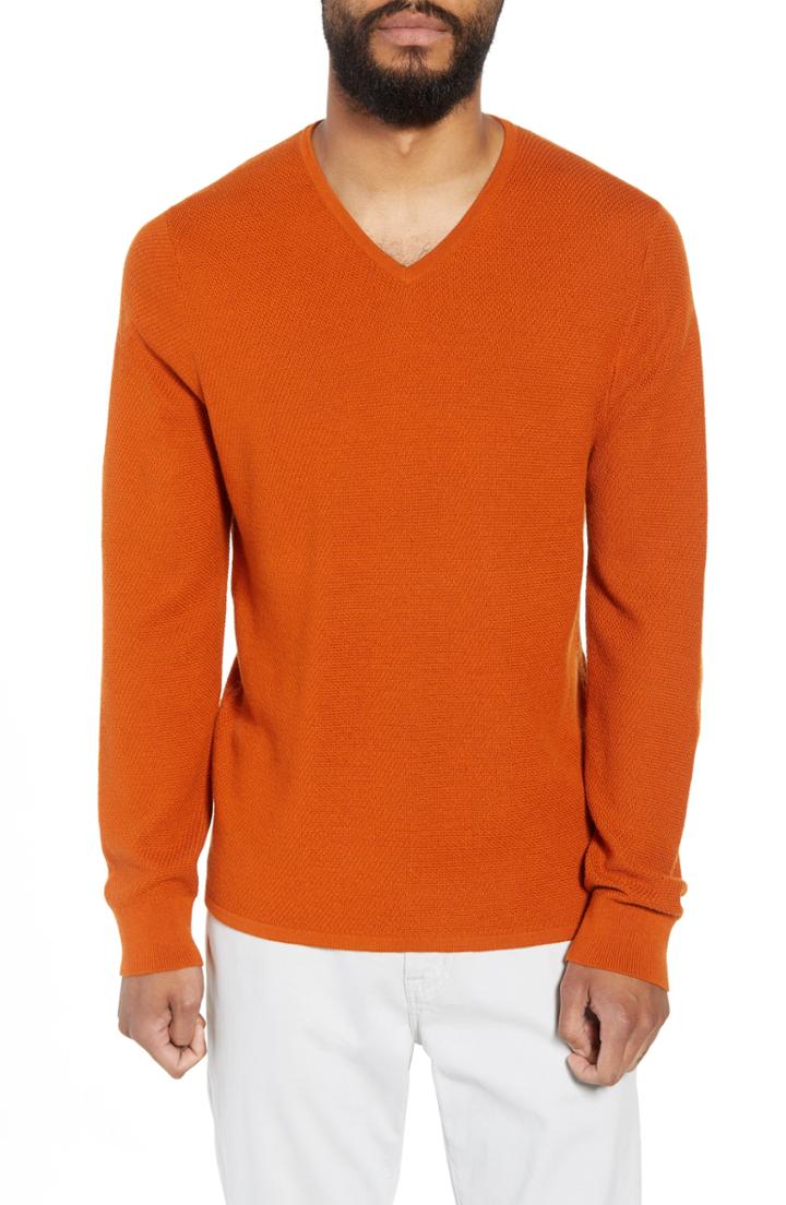 Men's Calibrate V-neck Wool Blend Sweater - Metallic