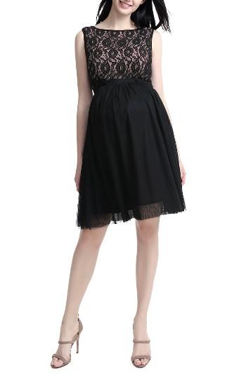 Women's Kimi And Kai Camilla Lace & Tulle Maternity Dress - Black