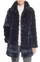 Women's Eliza J Grooved Faux Fur Coat - Blue