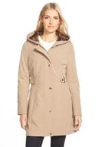Women's Via Spiga Hooded Soft Shell Coat With Animal Print Lining