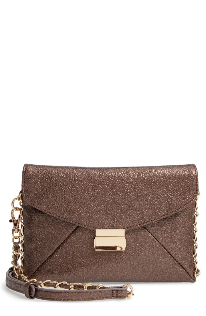 Sondra Roberts Crinkled Metallic Envelope Clutch -