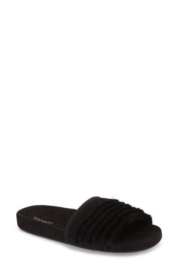 Women's Topshop Hun Fringe Slide Sandal .5us / 36eu - Black