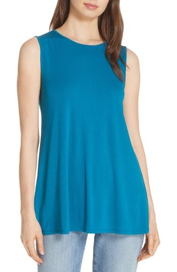 Women's Eileen Fisher Round Neck Long Tunic, Size - Blue