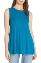 Women's Eileen Fisher Round Neck Long Tunic, Size - Blue