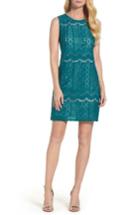 Petite Women's Adrianna Papell Lace A-line Dress P - Green