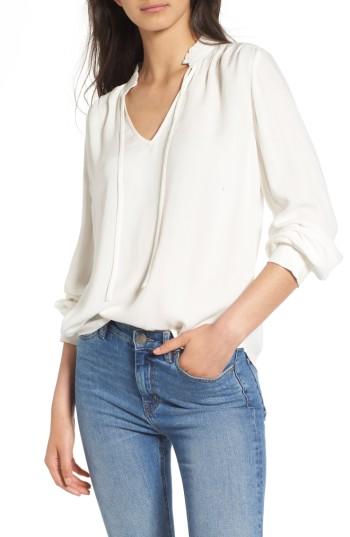 Women's Hinge Ruffle V-neck Blouse, Size - Ivory