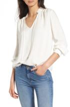 Women's Hinge Ruffle V-neck Blouse, Size - Ivory