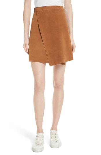 Women's Theory Double Face Suede Wrap Skirt - Brown