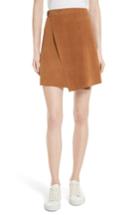 Women's Theory Double Face Suede Wrap Skirt - Brown