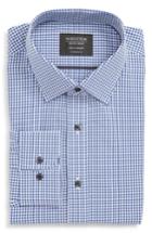 Men's Nordstrom Men's Shop Tech-smart Traditional Fit Check Stretch Dress Shirt - 32/33 - Blue