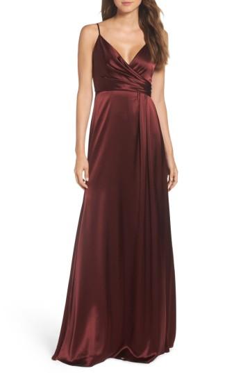 Women's Jill Jill Stuart Faux Wrap Satin Gown - Purple