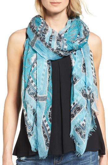 Women's Halogen Savanna Border Scarf, Size - Blue/green