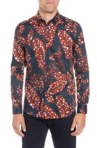 Men's Ted Baker London Highbur Slim Fit Print Sport Shirt (s) - Blue