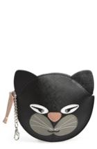 Women's Nordstrom Cat Faux Leather Coin Purse - Black
