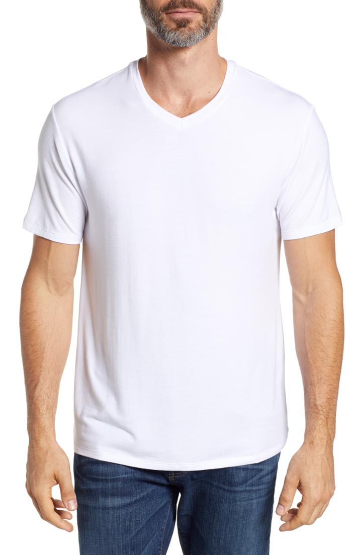 Men's Stone Rose V-neck Modal T-shirt (s) - White