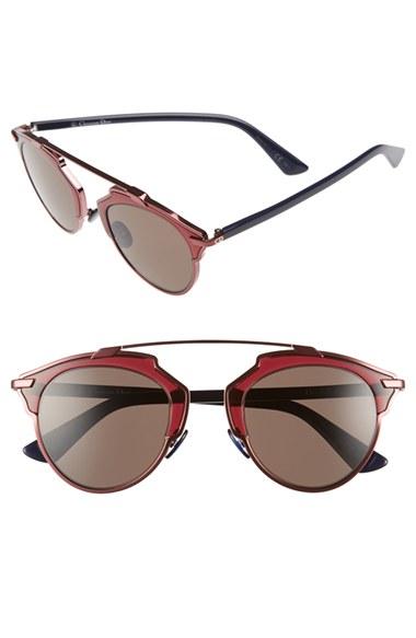 Women's Dior So Real 48mm Brow Bar Sunglasses - Burgundy/ Navy