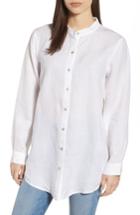 Women's Eileen Fisher Organic Linen Tunic Shirt, Size - White