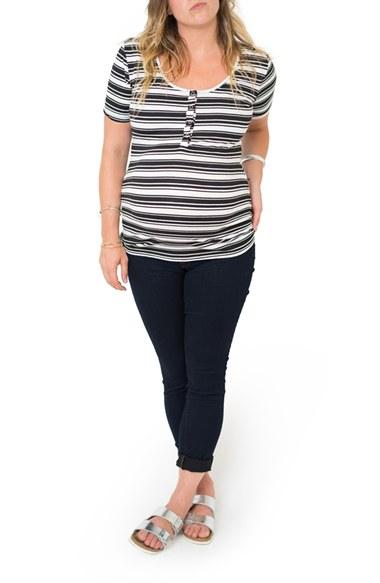 Women's Nom Maternity Ruched Nursing/ Maternity Tee - Coral