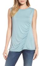 Women's Caslon Off-duty Shirred Sleeveless Tee - Blue