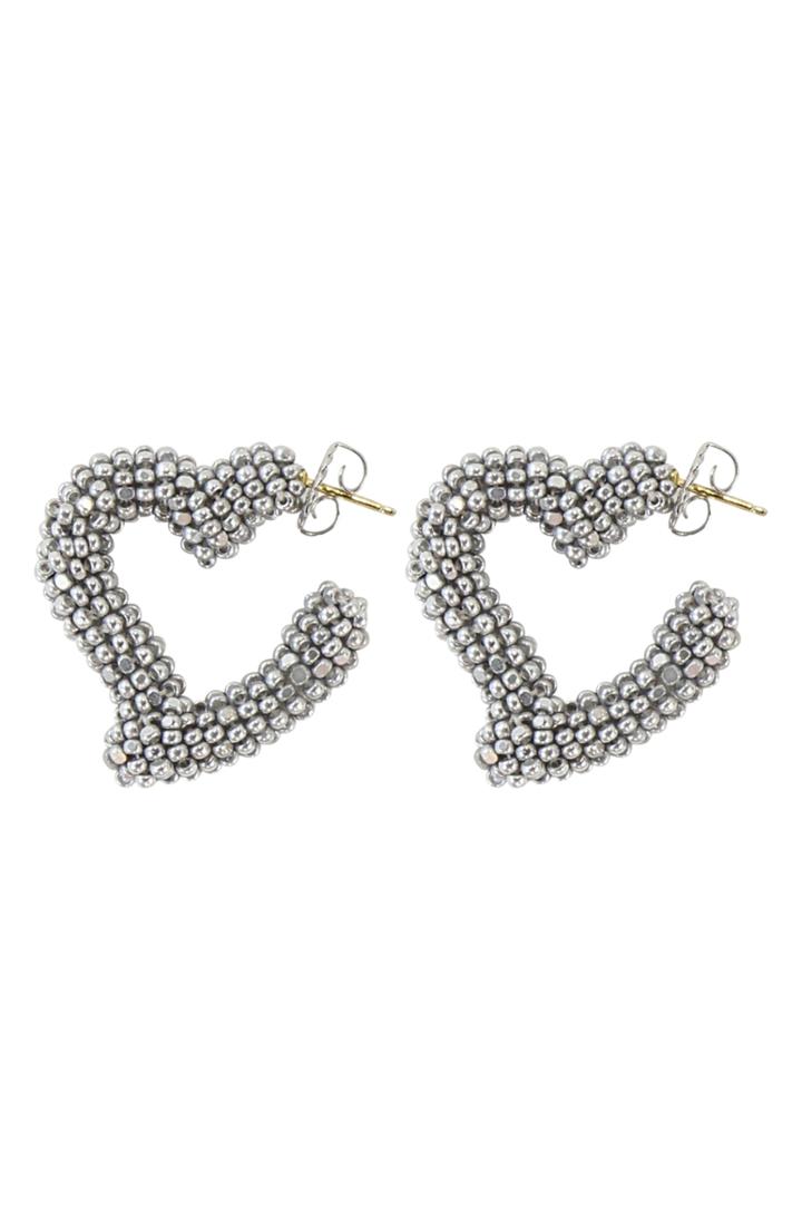Women's Sachin & Babi Mini Beaded Heart Hoop Earrings