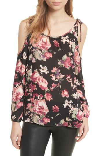 Women's Joie Jilette Cold Shoulder Floral Silk Top - Black