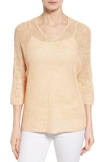 Women's Nic+zoe Sunkissed Sheer Linen Blend Pullover - Orange