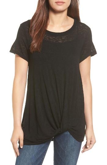 Women's Bobeau Jessica Twist Hem Slub Tee - Black