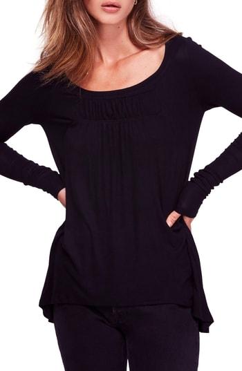 Women's Free People Love Valley Long Sleeve High/low Top - Black