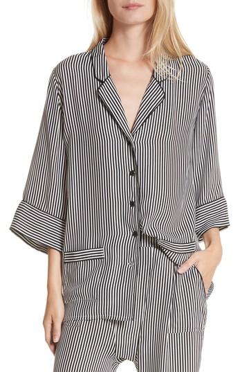 Women's The Great. Pencil Stripe Silk Sleeper Shirt