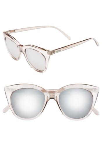 Women's Le Specs Halfmoon Magic 51mm Cat Eye Sunglasses - Stone/ Silver Mirror