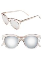 Women's Le Specs Halfmoon Magic 51mm Cat Eye Sunglasses - Stone/ Silver Mirror