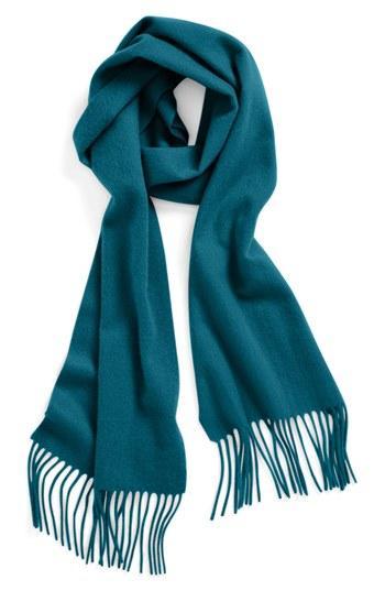Nordstrom Solid Woven Cashmere Scarf Womens Blue Ocean One Size