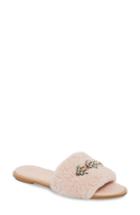 Women's Tory Burch Embellished Genuine Shearling Slide Sandal .5 M - Pink