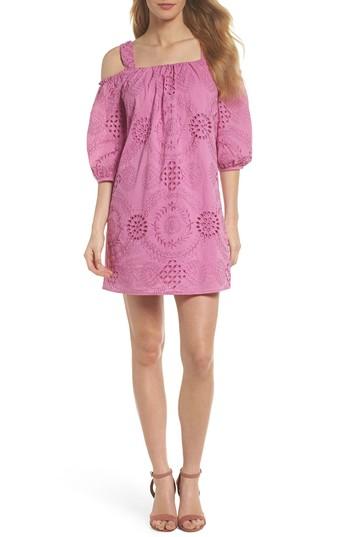 Women's Trina Trina Turk Tonnie Cold Shoulder Eyelet Dress - Purple