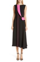 Women's Roksanda Contrast Panel Asymmetrical Silk Georgette Dress Us / 6 Uk - Black