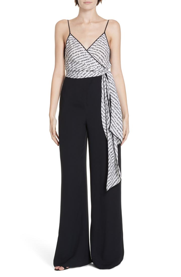 Women's Dvf Barry Tie Waist Jumpsuit - Black