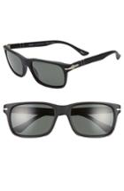 Women's Persol 58mm Polarized Rectangle Sunglasses - Black Solid