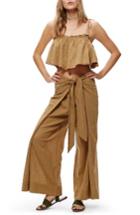 Women's Free People Tropic Babe Crop Top & High Waist Pants Set - Brown