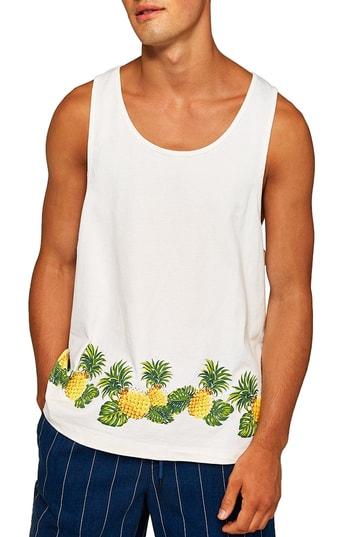 Men's Topman Boxy Fit Pineapple Print Tank - Ivory