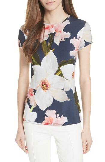 Women's Ted Baker London Chatsworth Bloom Fitted Tee - Blue