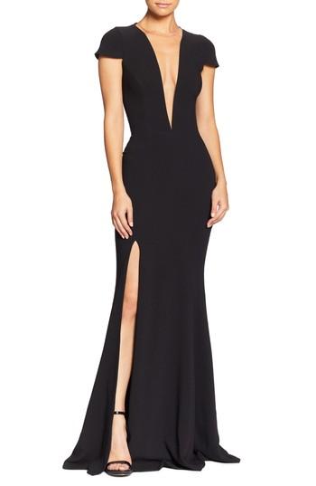 Women's Dress The Population Leah Illusion Inset Crepe Gown - Black