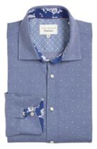 Men's Ted Baker London Trim Fit Dot Dress Shirt - 32/33 - Blue