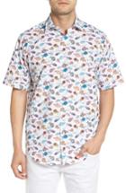 Men's Bugatchi Classic Fit Fish Print Sport Shirt - Blue/green