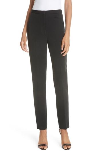 Women's Milly High Waist Stretch Crepe Slim Pants - Black