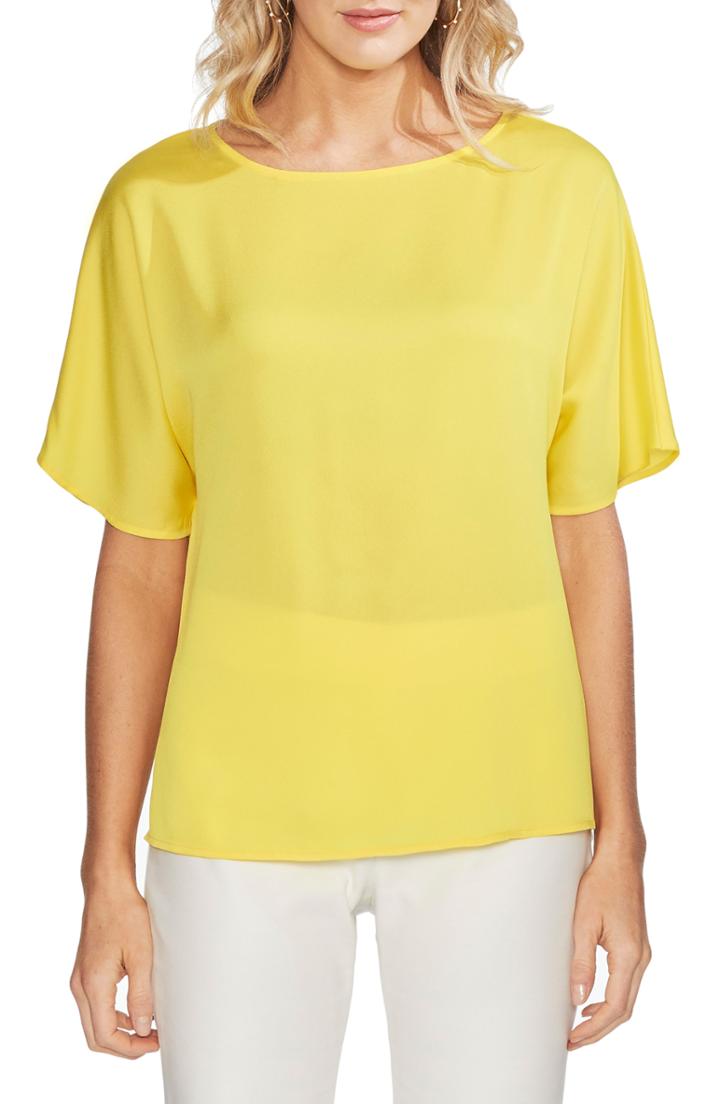 Women's Vince Camuto Pleat Back Hammer Satin Top - Yellow
