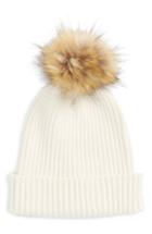 Women's Capelli Of New York Faux Fur Pom Knit Beanie - Ivory